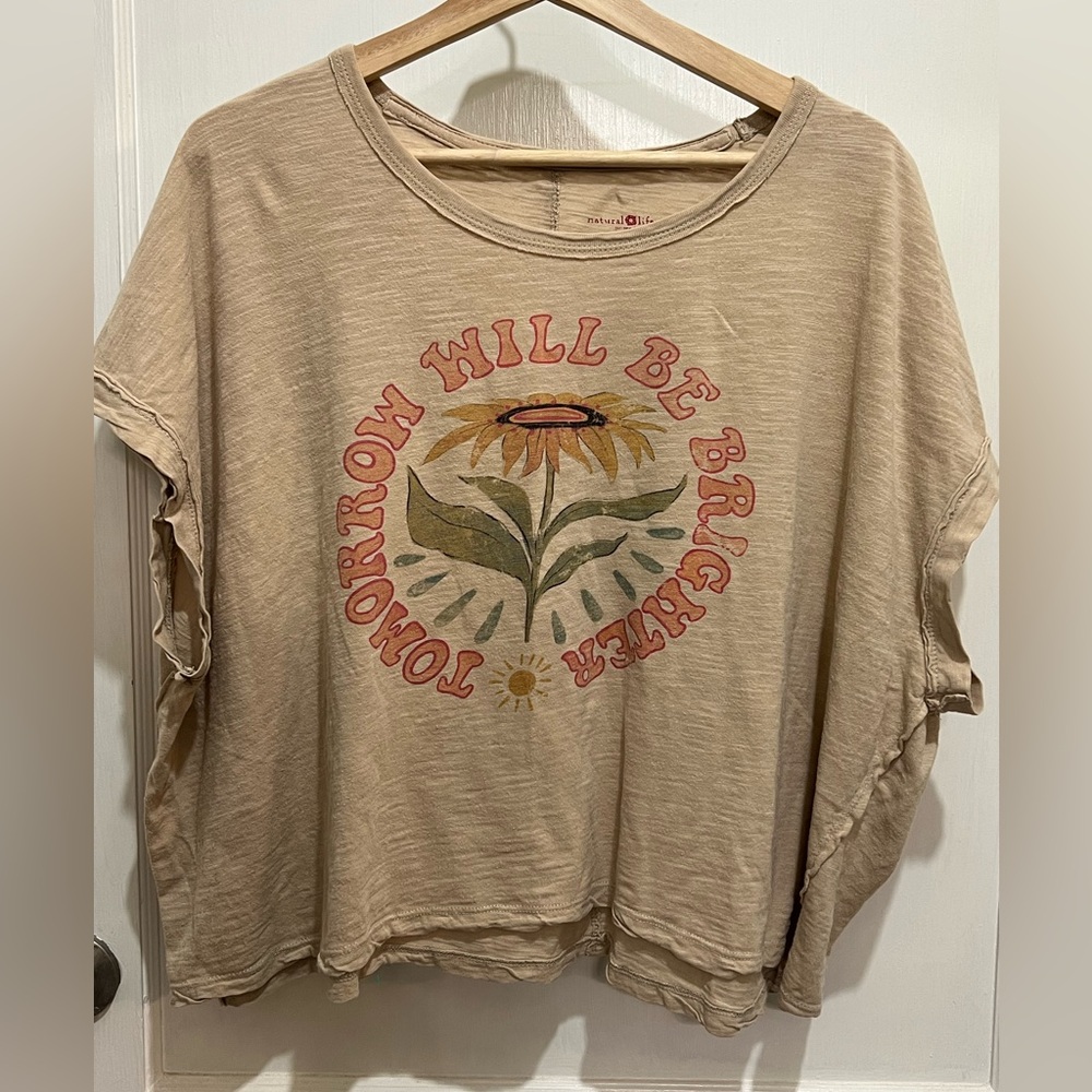Natural Life XL Frankie Boxy Crop Tee - Positive Messages ✌️♥️